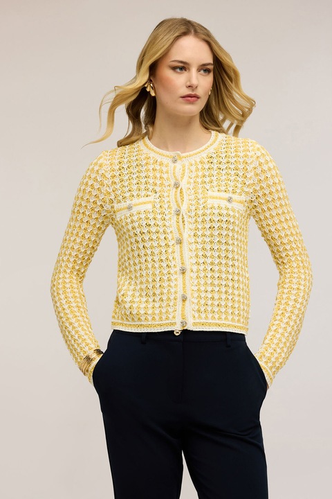 Motivi, Cardigan cu nasturi tip bijuterie, Galben deschis