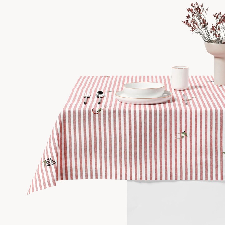 Terítő, Westwing, Melony, 100% pamut, piros, 170x350cm