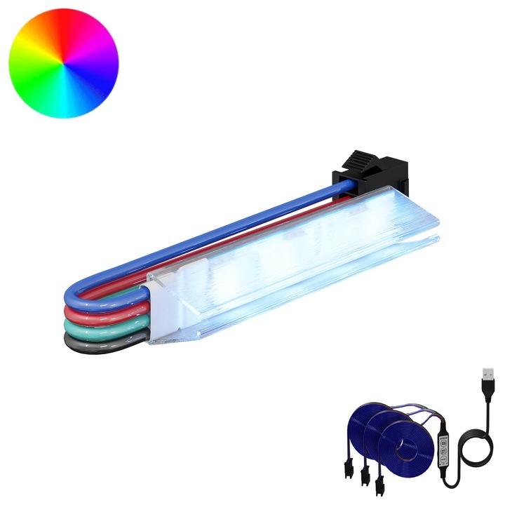 vidaXL Banda LED 2 pcs Negru si Multicolor 1745 mm Cupru si Plastic