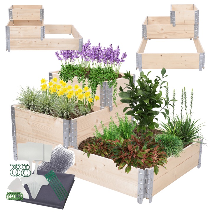 Ghiveci kaskada reglat, MODO24, 60x120x80cm, bej, cu accesorii gradinarit