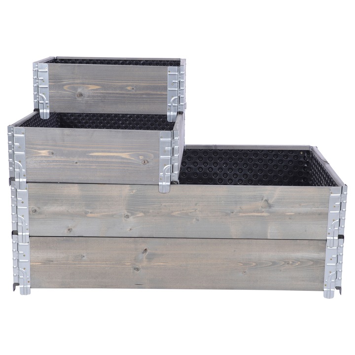 Jardiniera gradina inaltata MODO24, 60x120x80cm, gri, cu folie de protectie si accesorii gradinarit