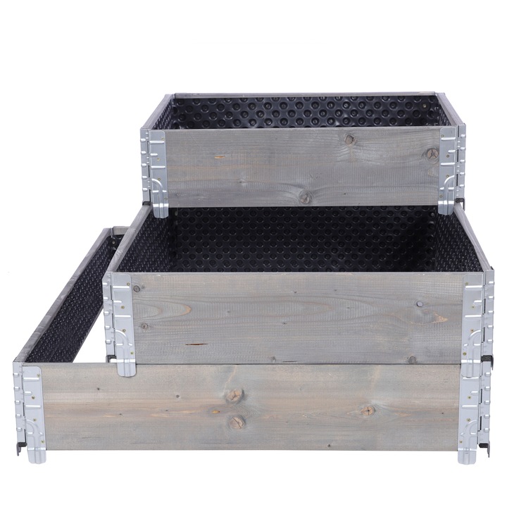 Jardiniera gradina inaltata MODO24, reglabil, cu folie de protectie, 60x120x100cm, gri, din lemn