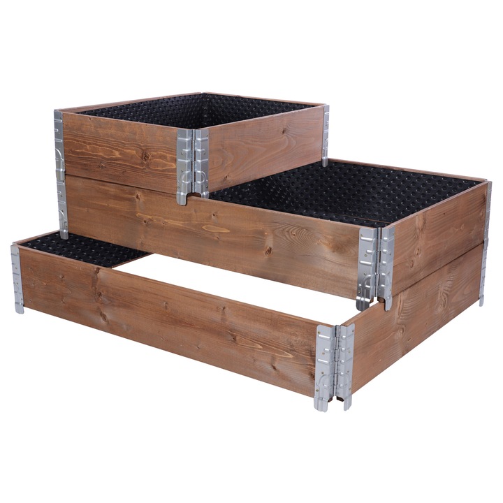 Jardiniera gradina inaltata MODO24, reglabil, lemn, 60x120x100cm, maro, set cu accesorii