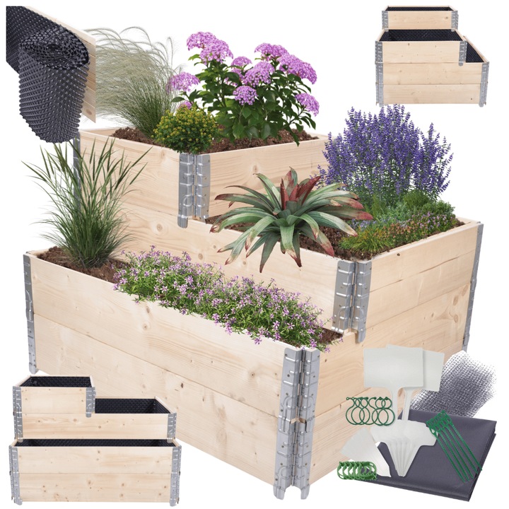 Ghiveci kaskadow, MODO24, regulabil, cu folie de protectie, 60x120x100cm, bej