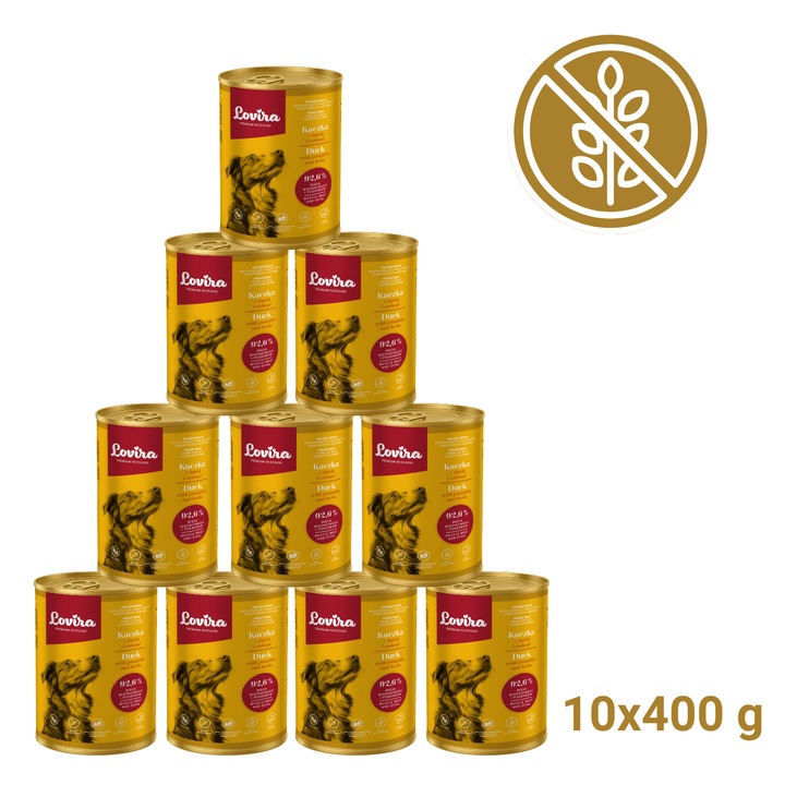 Hrana umeda pentru caini Rata cu dovleac si ierburi aromatice 10x 400 g
