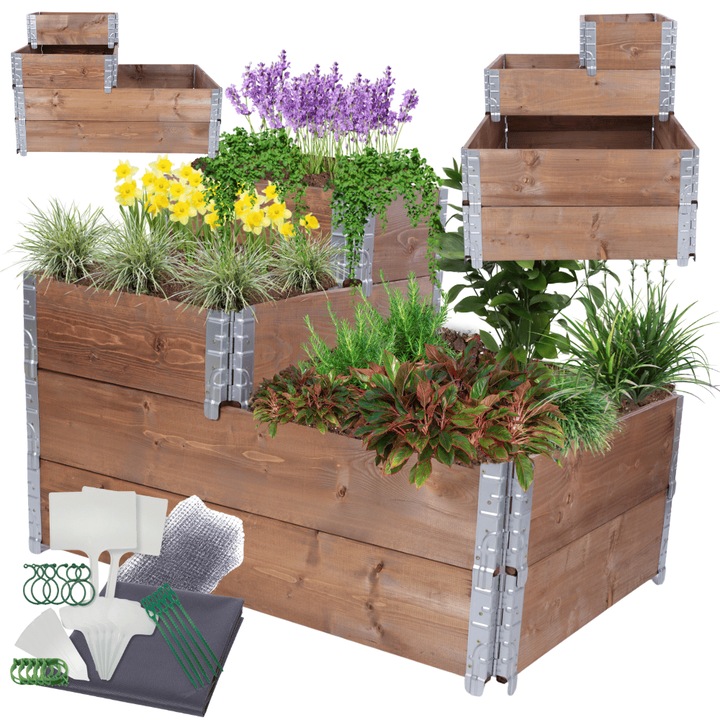 Ghiveci vertical reglat MODO24, 60x120x80cm, brun, cu accesorii pentru gradinarit