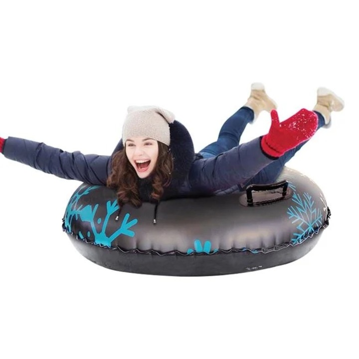 Sanie Gonflabila Adulti 120cm, Negru cu Fulgi Albastri, Rezistenta la 130kg, cu Manere