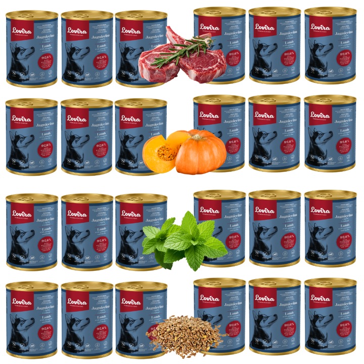 Hrana umeda pentru caini Miel cu dovleac si ierburi 24x 400 g