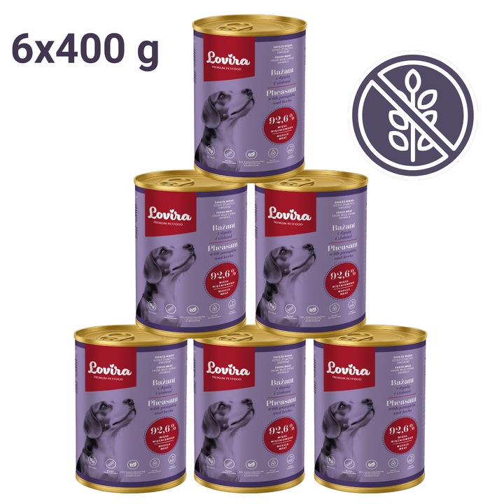 Hrana umeda pentru caini Fazan cu dovleac si ierburi aromatice 6x 400 g