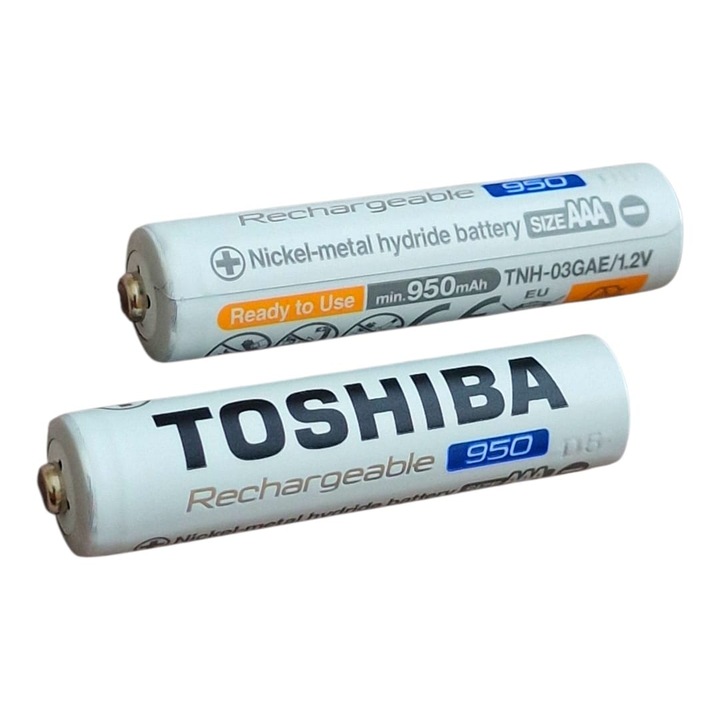 Set 2 acumulatori AAA, Ni-MH, 950 mAh, 1.2V, Toshiba