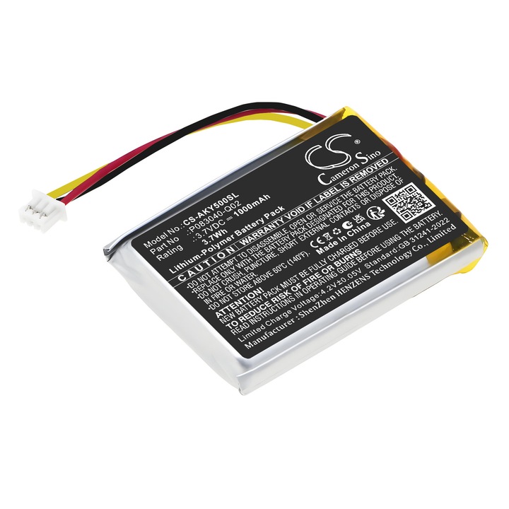 Li-Polimer akkumulátor 1000mAh, Cameron Sino, 42x30x7.8mm, Fekete