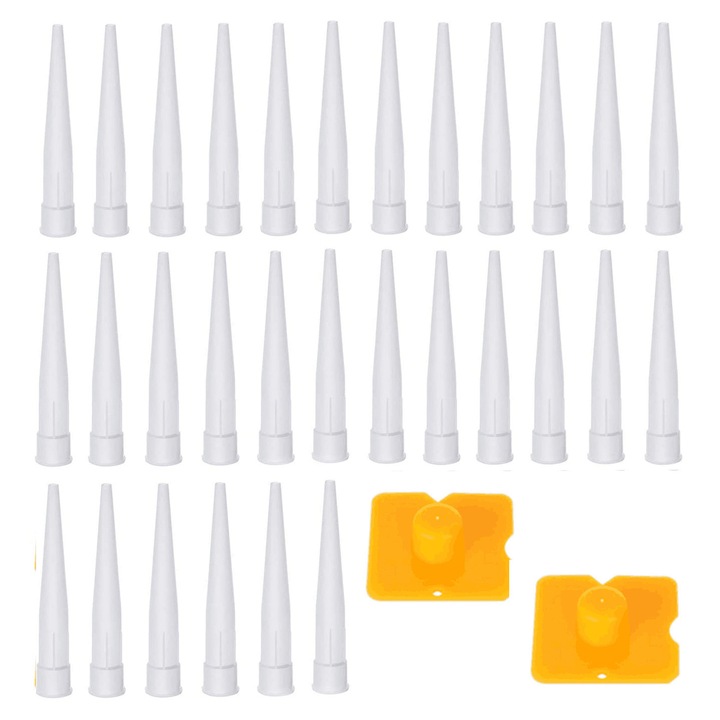 Set 30 varfuri cartus pentru silicon cu 2 Spatule pentru Vopsire si Tencuire