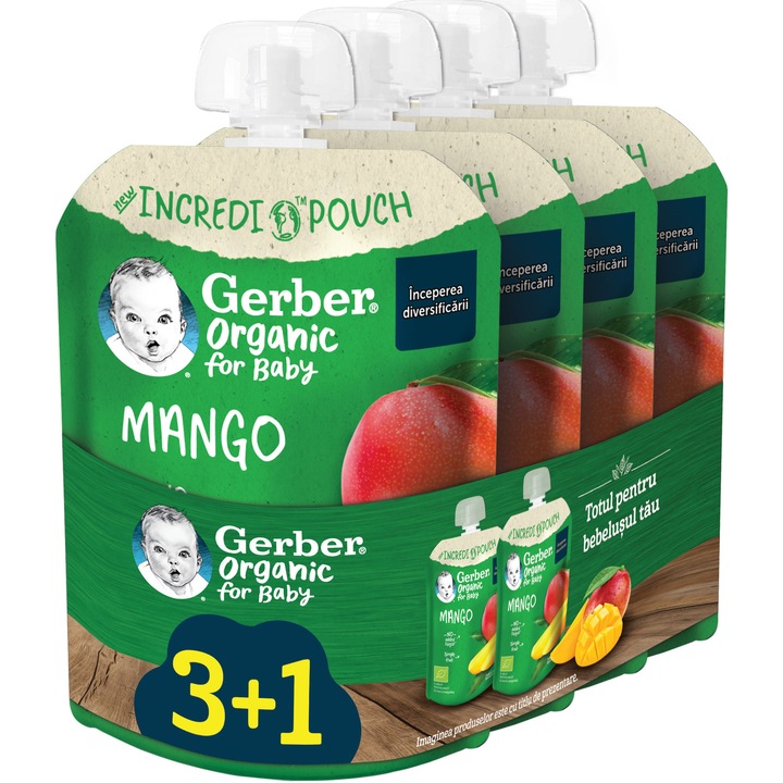 Piure cu mango, Bio, Gerber, 4x80g