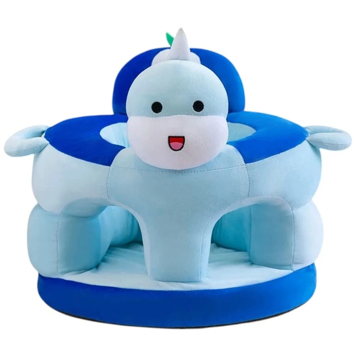 Fotoliu bebe cu spatar si suport de picioare - Baby Dino bleu Happy Day