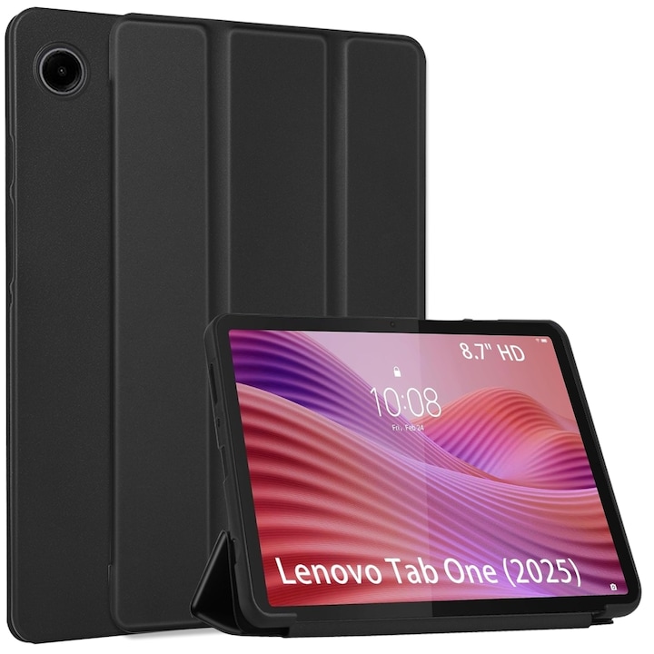 Husa Ultra Slim pentru tableta Lenovo Tab One/K9 8.7" (2025), Silicon TPU, Smart Cover - Negru