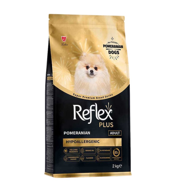 Суха храна за кучета, Reflex Plus, Adult, Померан, Хипоалергенна, 2 кг