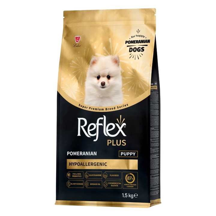 Hrana uscata pentru caini, Reflex Plus, Puppy, Pomeranian, Hipoalergenica, 1.5 KG