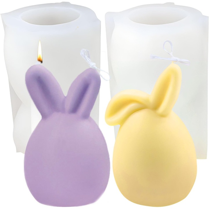 Matrite de lumanare 3D cu iepuras de Paste, 2 bucati