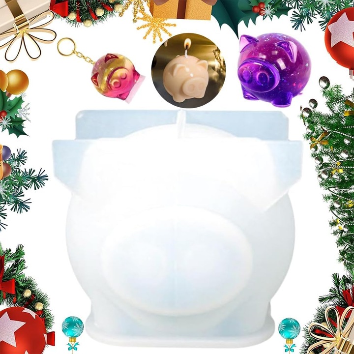 1 piesa matrita de lumanare din silicon Porcusor norocos