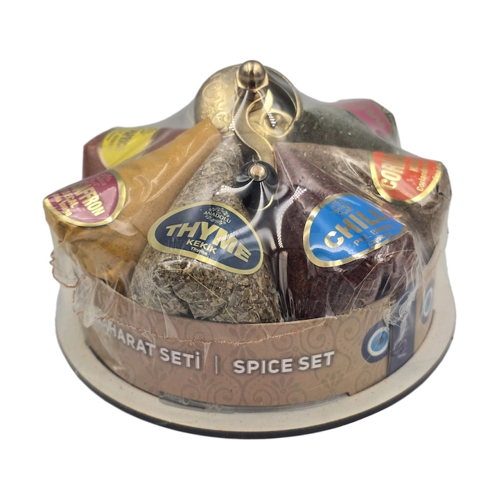 Set mixt 6 condimente authentic cu rasnita manuale, 200 gr, Made in Turkiye