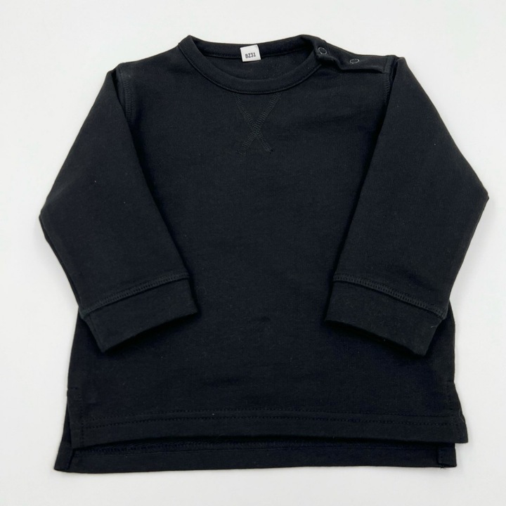 Bluza Copii/Baieti, BABYBUGZ, 1-1, 5 Ani, 76-86 cm, Calduroasa, Bumbac, Neagra cu capse pe umar, Baby