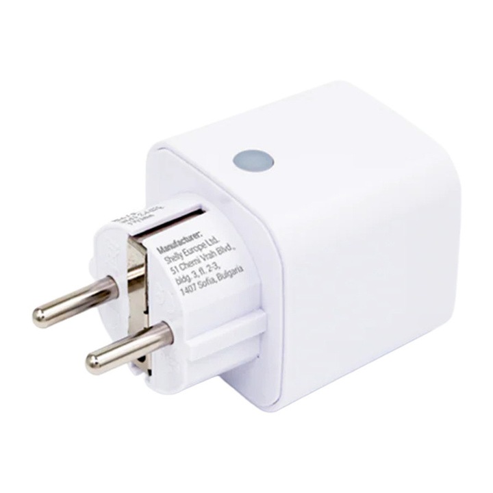 Смарт контакт Shelly Plug M Gen3 с мониторинг на енергията, мощност 3000W, 13A, Bluetooth, WiFi, съвместим с Matter, специализирано приложение, бял