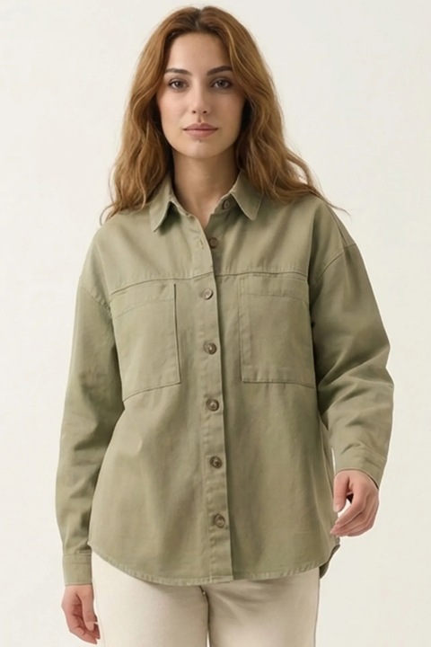 Geaca dama, Big Dart, supradimensionata, buzunare, verde