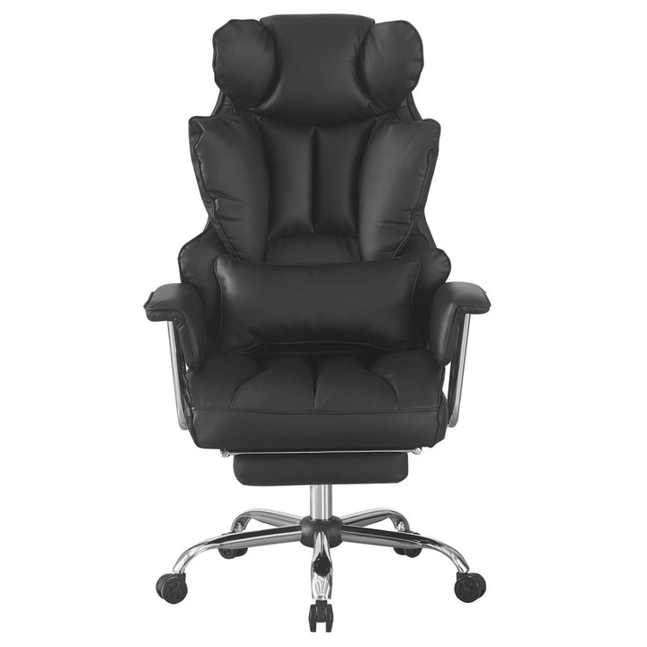 Scaun Birou Directorial, Topscaune, Negru, Ergonomic, Perna Lombara Detasabila, 42-50cm