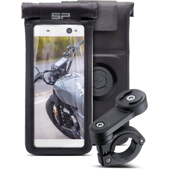 Suport telefon moto SP CONNECT Bundle LT, carcasa universala, protectie socuri, montare rapida