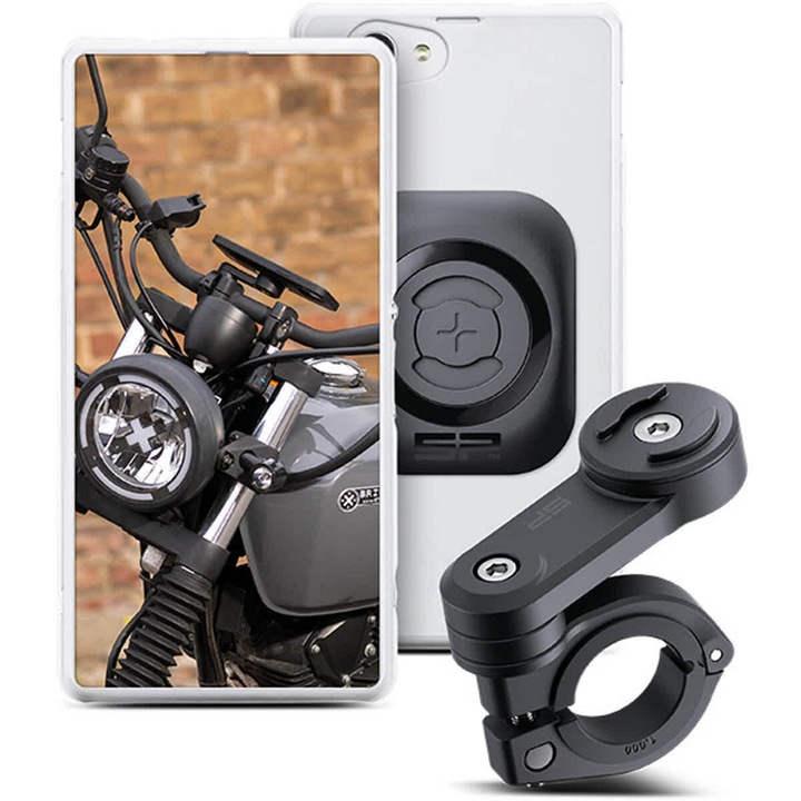 Suport telefon moto SP Connect Bundle LT, interfata universala, montare rapida, protectie impotriva vibratiilor, negru