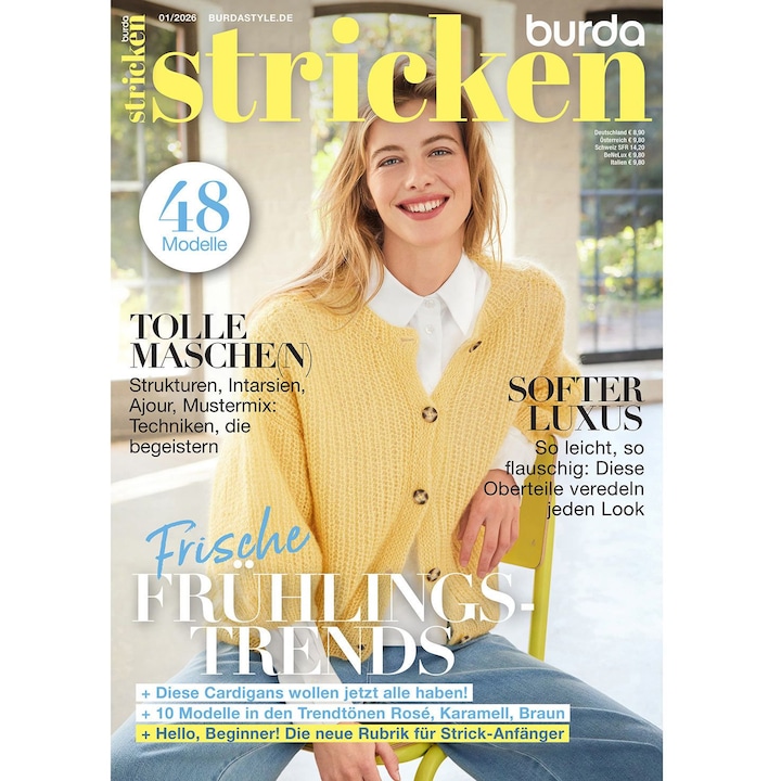 Revista Burda Tricotaje 2026 editata in limba germana, nr 1/2026