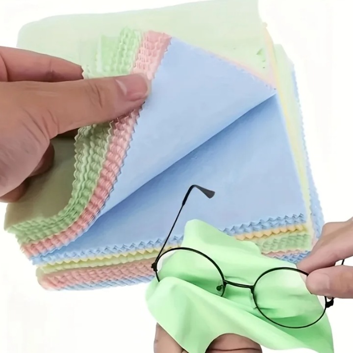 Set 50 lavete microfibra, CRM, curatare universala, ideale pentru ochelari, ecrane, geamuri, reutilizabile