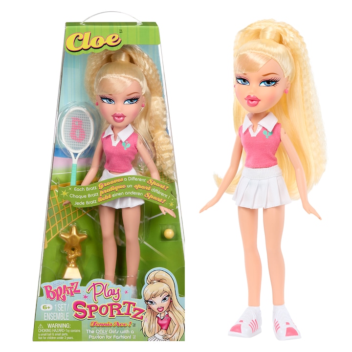 Papusa Bratz cu accesorii seria Play Sportz − Cloe jucatoare de tenis 29cm
