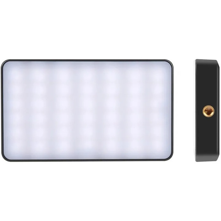 LED фото лампа PULUZ Pocket RGB 140, 49 бели + 49 топли + 42 RGB LED, регулируема цветна температура 2500-9000 K, 115x70x17mm