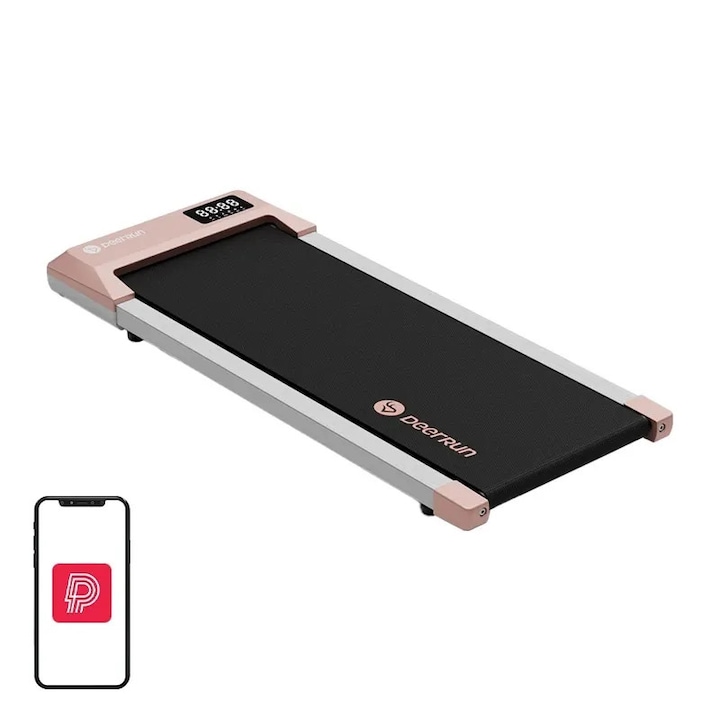 Електрическа бягаща пътека DeerRun Q1 Plus, розова, максимално натоварване 159 кг, размер 117, 8x51, 4x10, 5 см