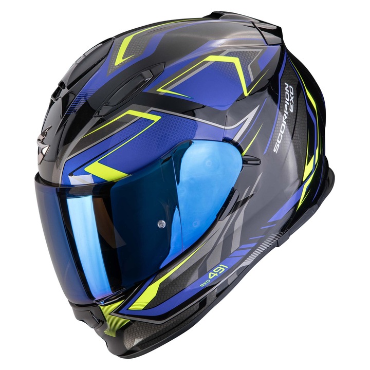 Casca integrala Scorpion EXO-491, albastru, termoplastic, XL, cu vizor retractabil SpeedView