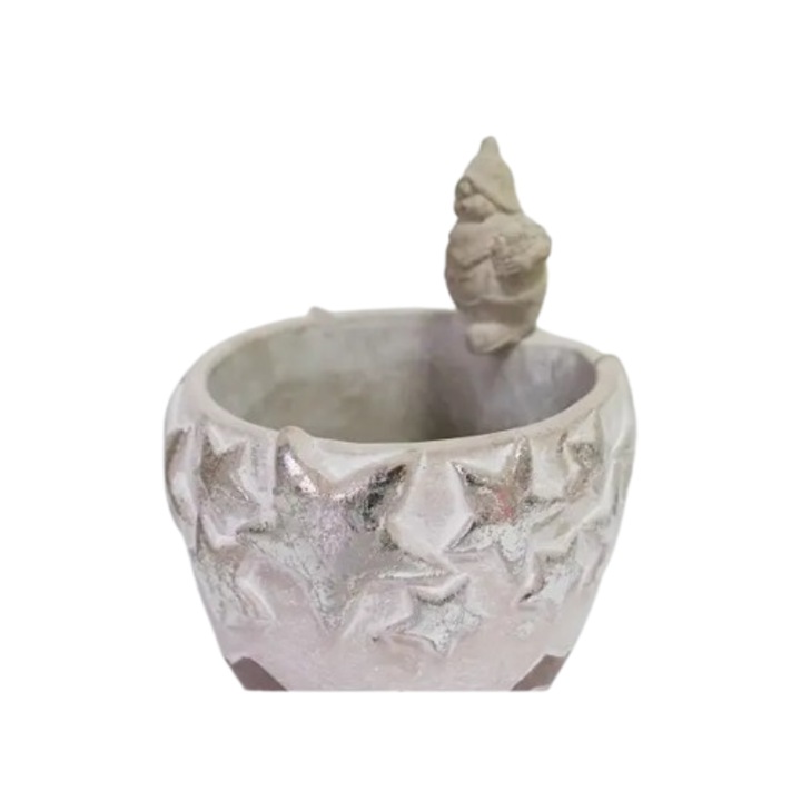 Декорация, stilvera, коледна каспа с джудже, керамика, интериорно, саксийно цвете