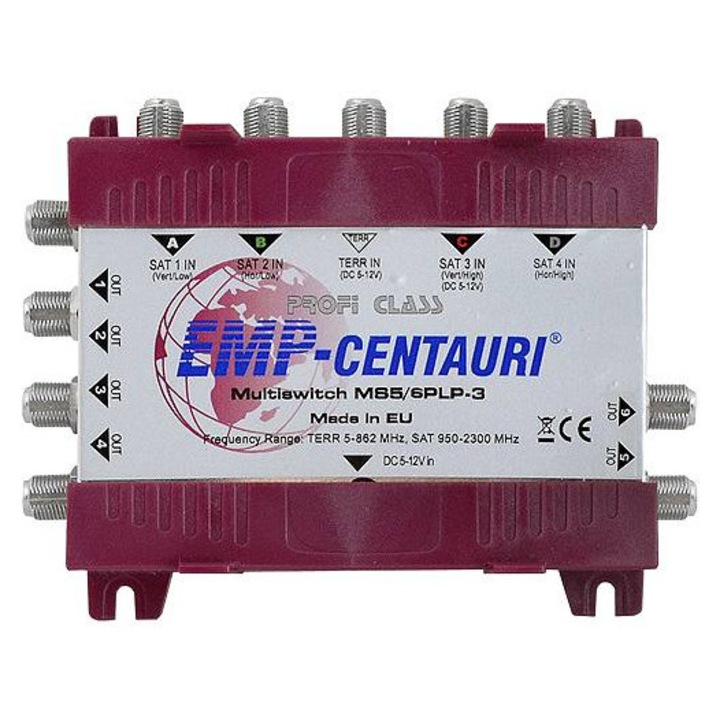 Multikapcsoló 5/6 Centauri, 4 műholdas bemenet, 6 kimenet, 13,5x10,4x4,1cm