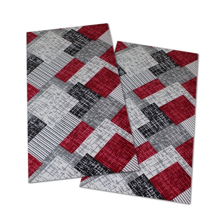 Set 2 Covoare Antiderapante Burgundy, Poliester, 80 x 150 / 80 x 150 cm