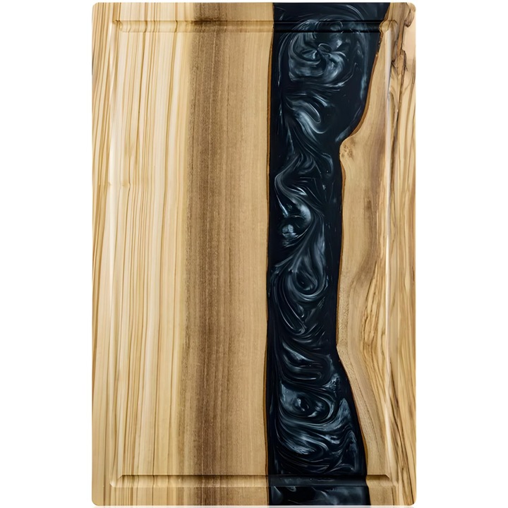 Tavita din lemn de maslin cu rasina, IZMAEL, 42x27cm, 2. calitate, maro/negru