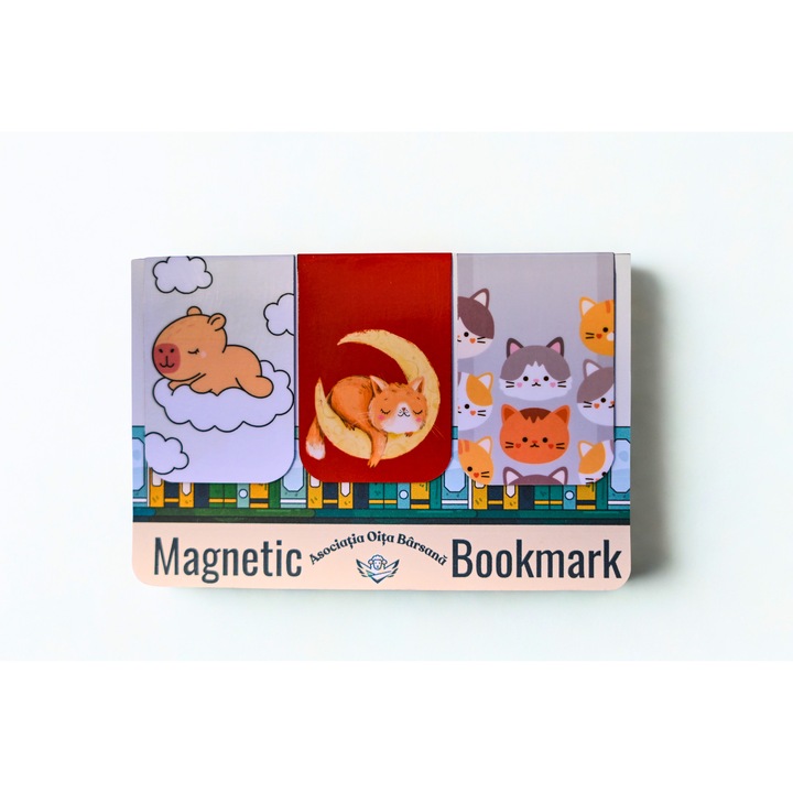Set 3 semne de carte magnetice Capybara & Friends, teme diverse, reusable, multicolor