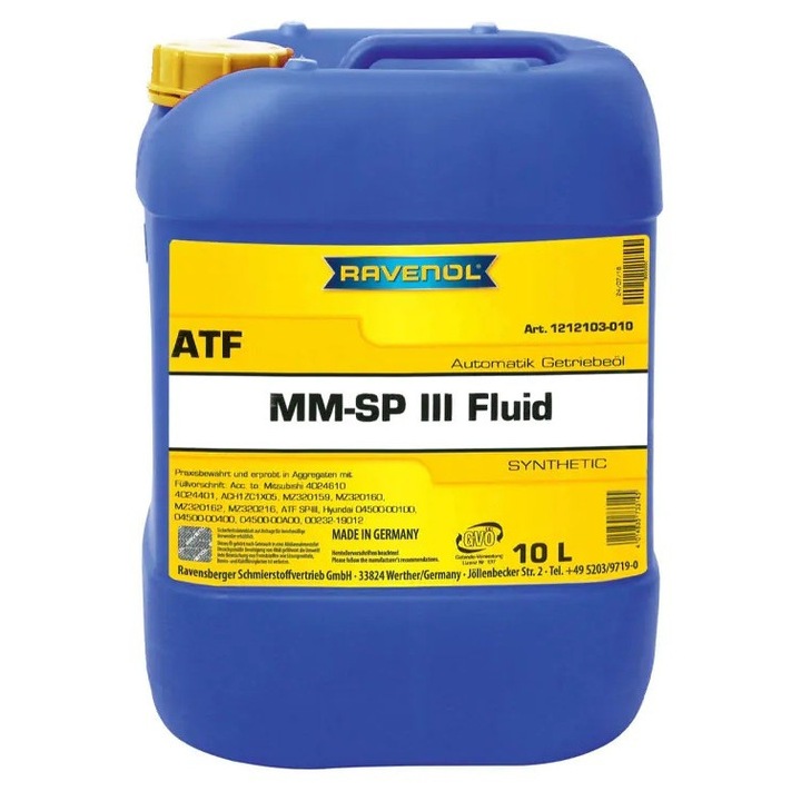 Масло за скоростна кутия RAVENOL ATF MM SP-III, 10L, синтетично, премиум