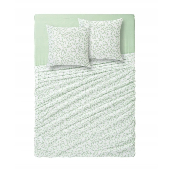 Комплект от 2 чаршафа + 2 калъфки за възглавници, Livarno Home, полипамук, зелен, 170x200см, 240x280см, 50x80см
