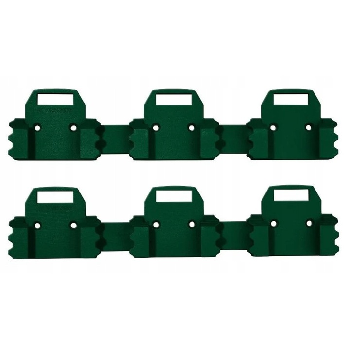 Set 2 suporturi de perete pentru acumulatori Parkside X20V Team, verde, 25x1,65x5,45cm