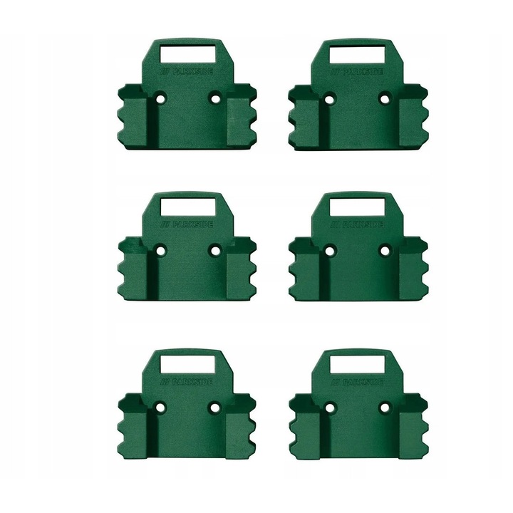 Fali tartók akkumulátorokhoz, 6 db-os készlet, Parkside, 20V, zöld, 7x1,65x5,45cm