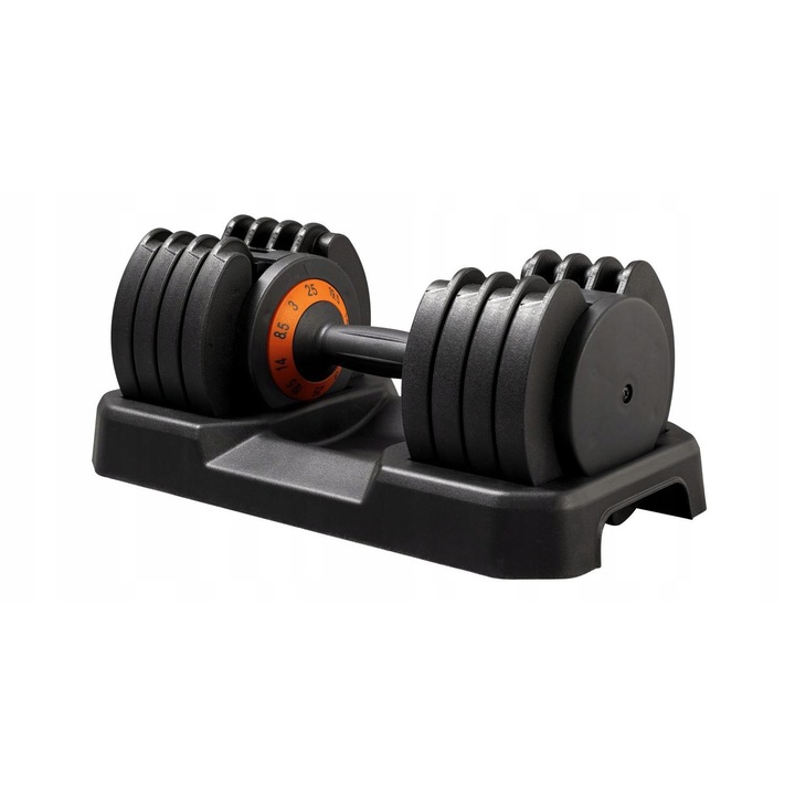 Set haltere reglabile, 25 kg, Crivit, 8 discuri, antiderapant, dimensiuni 41,5x13x12,5 cm