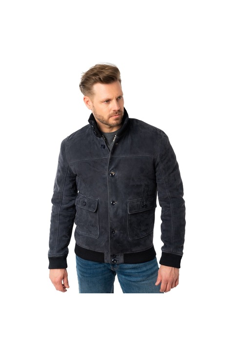 Мъжко Зимно Яке с Козина от Кожа Мавриций Тъмносиньо MMThalor 3XL