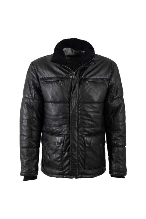 Geaca de Iarna din Piele Barbati Deercraft Neagra DMArnoud, Negru