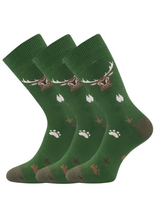 Sosete barbati VoXX set 3PACK, verzi, cu model de cerb, M