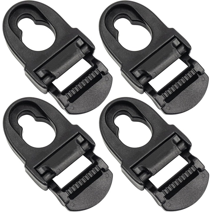 Set de 4 cleme pentru scaun de kaiac, Ronyes, plastic, diametru interior 25 mm, negru
